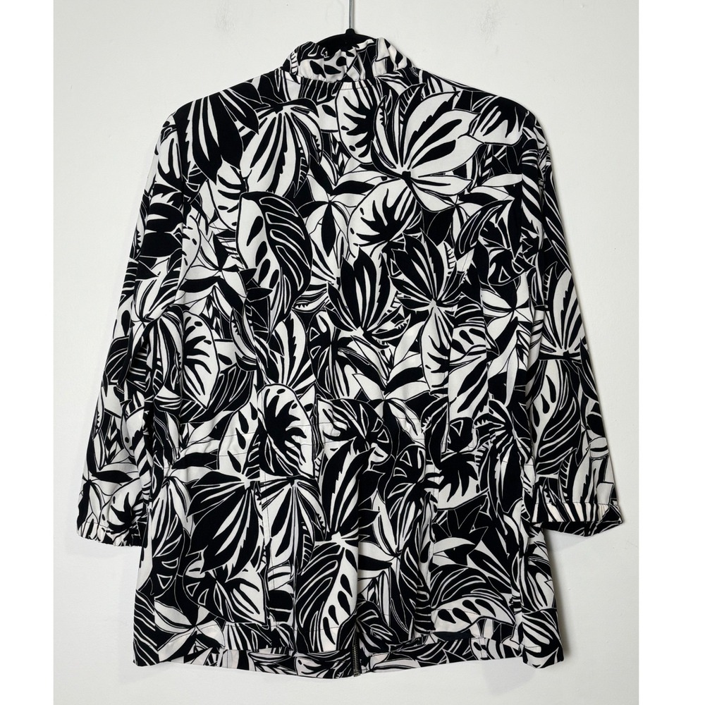 Chico's Zenergy Shirt Jacket SZ L Zip Front 3/4 Sleeve Lightweight Travel Office - Picture 2 of 7